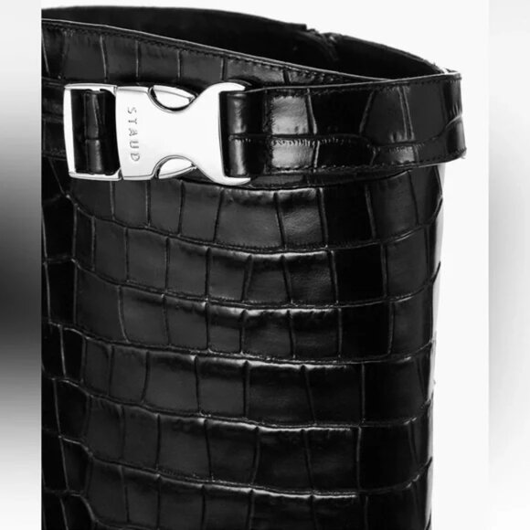 Staud Claud Buckle Riding Boots - Black Crocodile Size 38 - New with tags (NWT) - Picture 11 of 11